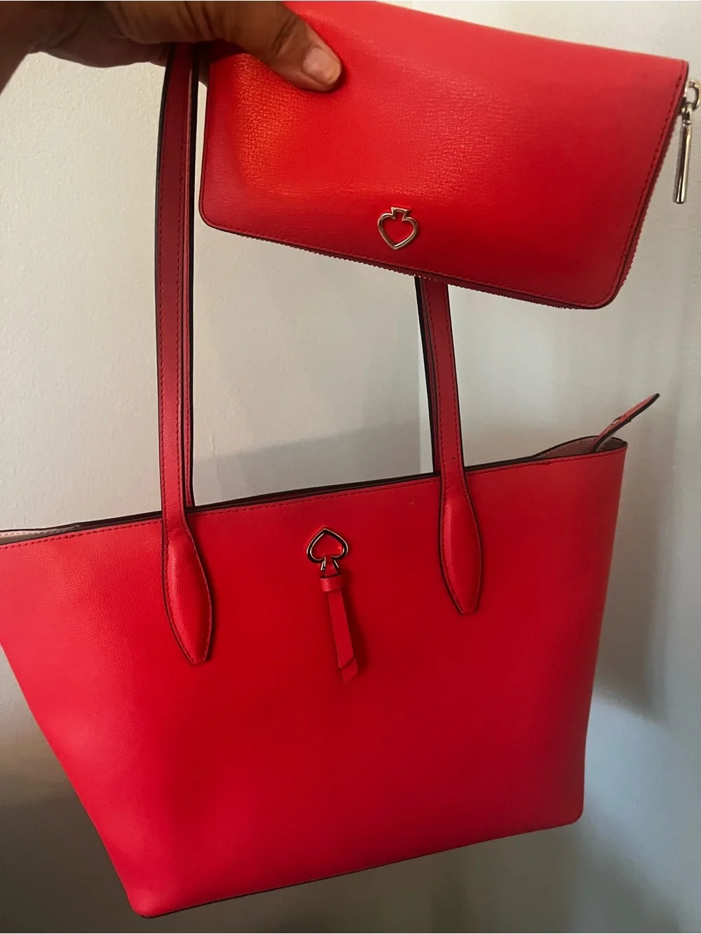 Kate Spade Adel Small Tote & Matching Wallet Set - Geranium Redo